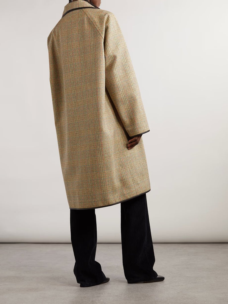 Beige /yellow /blue prince-de-wales wool coat BOTTEGA VENETA