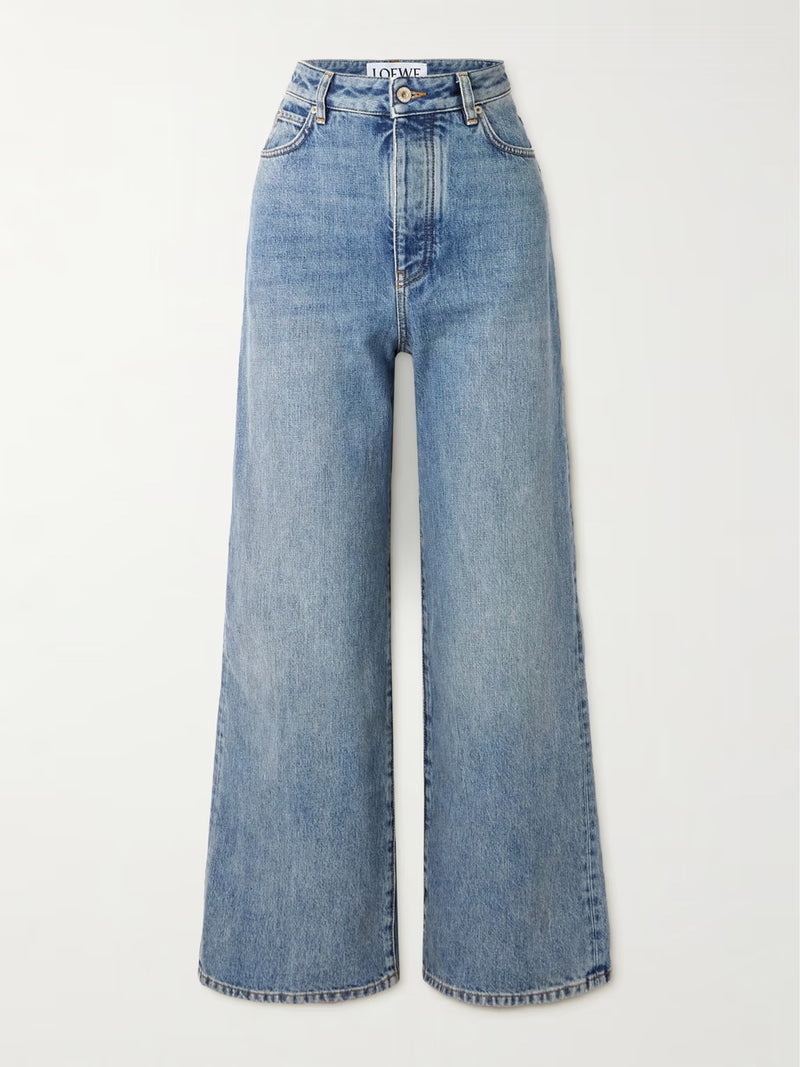 Jean taille haute en denim Bleu Délavé LOEWE