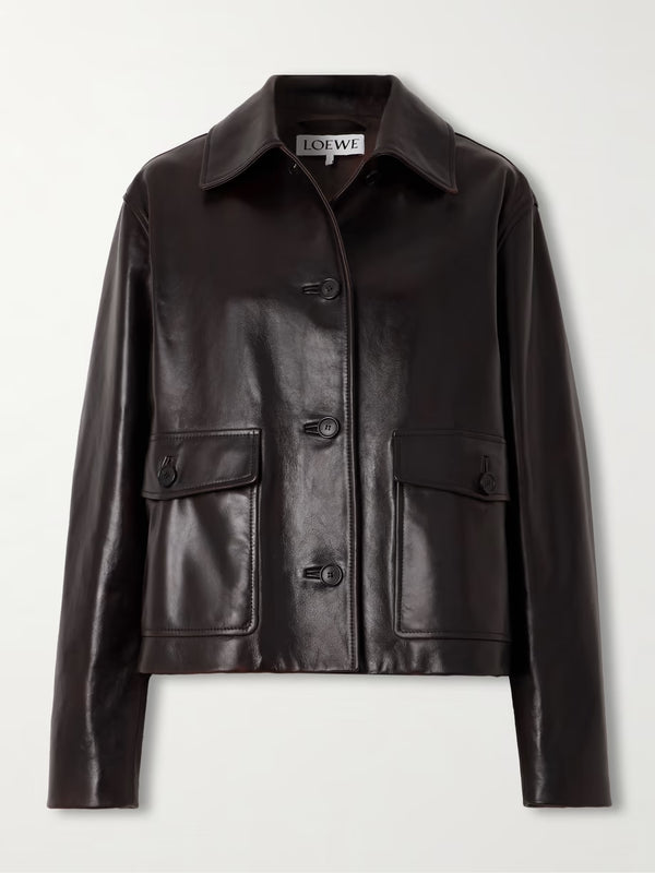 Veste en cuir de veau nappa Ébène(Marron Foncé) LOEWE