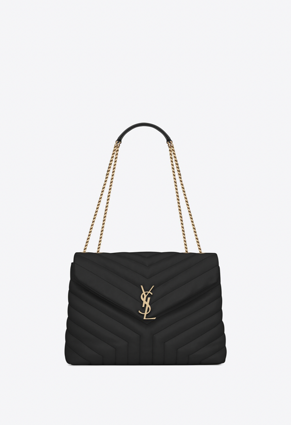 "Loulou Medium" bag in matt leather Black/ Gold" Saint Laurent